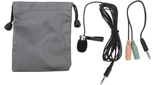 Lavalier Microphone Professional Omnidirectional Noise Cancelling Shirt Lavalier Microphone with 3.5mm Connector, Plug and Play Professional Wearable Shirt Microphone for Video