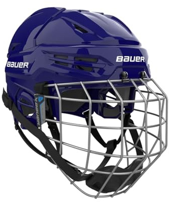 Bauer Re-Akt 55 Hockey Helmet Combo with Facemask, Senior (Navy Blue, Large)