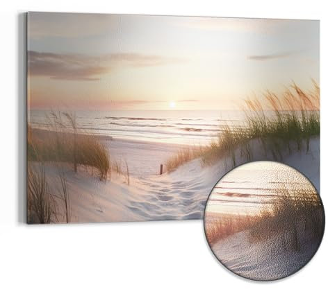 DEQORI Metall Magnettafel | 90x60 cm cm groß | Motiv Abendruhe am Strand | Whiteboard für alle Magnete | Magnetboard Wand-Tafel für Küche & Büro | Design Magnetwand Pinnwand magnetisch