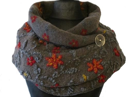 Namsa - WOLLSCHAL aus 80% Wolle, 20% Baumwolle, LOOP, HALSTUCH, NACKENWÄRMER, SCHULTERTUCH, SCHÖNER SCHAL, FOULARD, TÜCHER, STOLA, DAMEN SCHAL, FRAUENUMHANG mit Metall Knopf