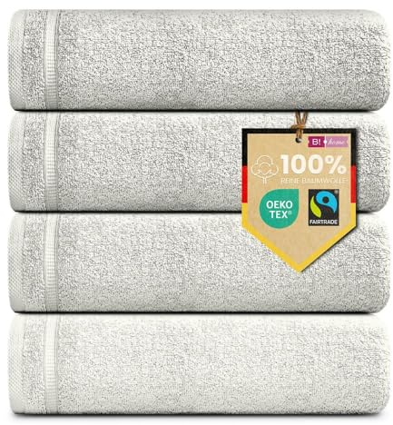 B!HOME 4er Set Premium Gästehandtücher [100% Baumwolle] 30x50 cm, Creme/Handtücher Weich, Saugstark & Pflegeleicht/Waschlappen Perfekt für Bad, Gäste & Reisen