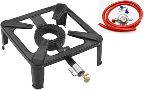 SMH LINE® Hockerkocher Gaskocher Campingkocher 30x30x14 Gasbrenner Wok 3 kW Outdoor Gas Kocher Herd Tischgrill Propangas Gasbrenner (kocher inkl. schlauch/regler)
