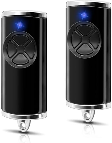 Lot de 2 émetteurs manuels compatibles avec Hörmann, ouvre-porte de garage à 4 fonctions - Compatible avec Hörmann HSE2-868-BS, HSE-4-868-BS, HS4-868-BS, HS1-868-BS, HSS4-868-BS - Noir