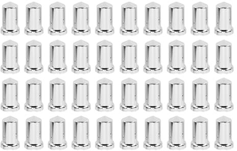 YDuupxe Radmutterabdeckungen, Radmutterkappen, Radbolzenabdeckungen, 33 Mm, Chrom, Aufsteckdesign mit Flansch für Sattelschlepper, Anhänger und Fahrzeuge (40 Stück)