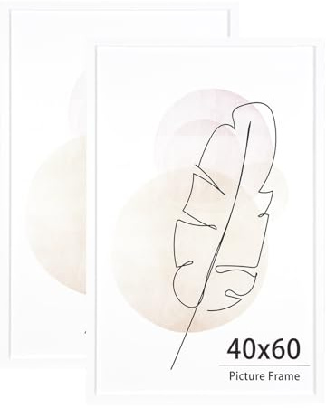 KAIWIN 40x60 Picture Frame White Set of 2, Wooden Poster Frame, 40x60 Picture Frames for Wall Mounting Display for Home, Office,Gallery,Holiday with Photos, Posters, Puzzles