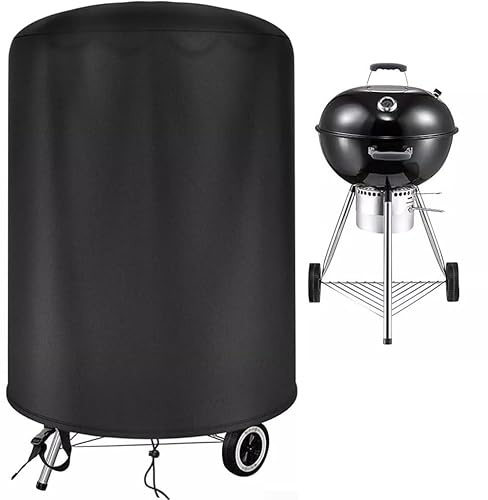 Copertura per barbecue, 500D Oxford resistente alle intemperie rotonda compatta barbecue resistente impermeabile copertura per barbecue griglia a carbone，Copertura impermeabile per barbecue Weber
