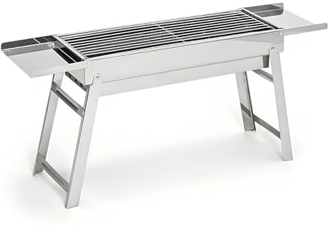 Holzkohlegrill 88x22.5x40cm, Edelstahl Holzkohle BBQ Grill Mit Herausziehbarer Kohlewanne, Faltbarer Tragbarer Barbecue Grill Für Für Draußen, Terrasse, Camping, Party