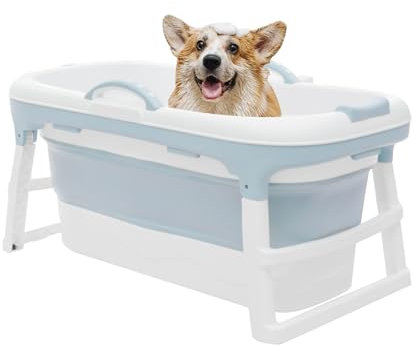 panfudongk Hundebadewanne Mobile Badewanne Hundepool Hunde Pool Hunde Planschbecken Faltbarer Hundepool Faltbarer Pool für mittelgroße und große Hunde 120 cm Länge