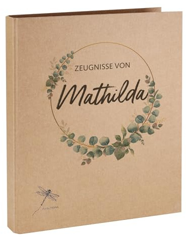 Striefchen® Zeugnismappe mit Motivauswahl, personalisierbar oder neutral, A4, Namensaufdruck (Eukalyptus)