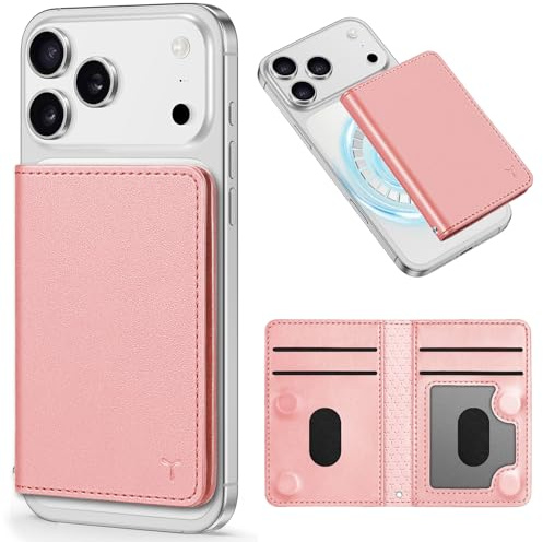 TUCCH für Magsafe Wallet, Durchsichtige ID Fenster, RFID Blocker, Rosagold | 6 Kartenfächer, Magnetisches Geldbörse, PU Leder, Herren & Damen, Wallet für iPhone 17/16/15/14/13/12 Serie, Nicht für Mini