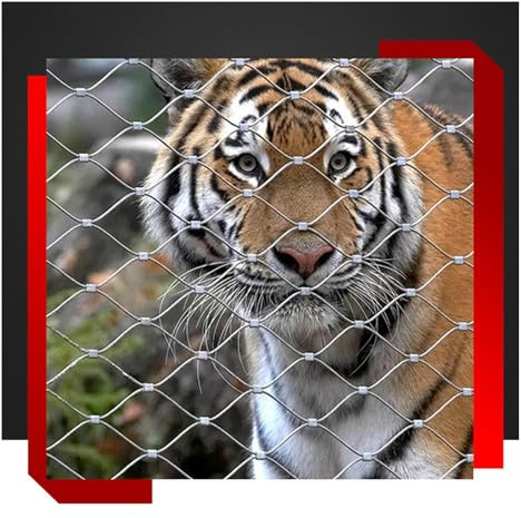 ZHENGQIAN 2mm Stainless Steel Mesh,Playground Net,Diamond,Sturdy Mesh Rail Guard,Garden Farm Decor Fence,Aviary Wire mesh,7 x 7 Strands Construction,Aperture 8cm(H1.5xL3m/H4.92xL9.84ft)