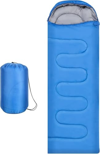 M.J COMFY-LIFE Sleeping Bag 3-4 Season Lightweight & Water-Resistant, 200g Hollow Cotton Fill, Comfort 5°C to 15°C, Compact for Camping, Hiking, Sleepovers