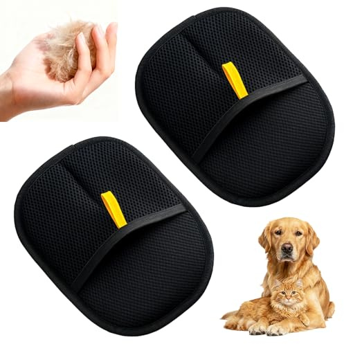 Ridwiwa 2Pcs Pet Hair Removal Glove, Reusable Electrostatic Grooming Mitt, Static Removal Gloves, for Cats Dogs Furniture Clothes Carpets Sofas Bedding Durable Washable Surface Cleaning Glove