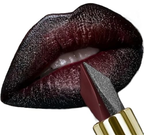 2-in-1 Halloween Lipstick, Matte and Pearlescent Finish, Red and Black