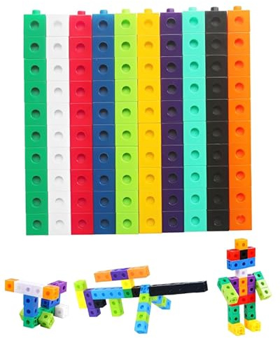 BNREOZA 100 Stück Steckwürfel Mathe Würfel, rechenwürfel grundschule, Lernen Lernspiele, rechenhilfe Geschenk ab 3-8 Jahren Jungen und Mädchen