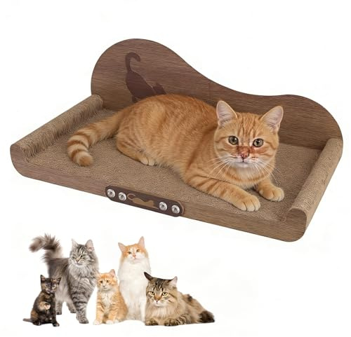 Beafaoo 3-in-1 Kratzbretter Katze, Multifunktionales Katzen Kratzbrett, Extra Große 60*30*22cm Kratzbrett Katze, Katzenkratzbretter eignen sich für alle Katzen zum Kratzen und Ausruhen, Möbel schützen