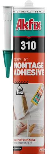 Akfix Mounting Bonding, Coving Adhesive and Joint Filler, High Strength Solvent-Free Grab Adhesive White 310ml Cartridge Waterproof, Paintable, Indoor & Outdoor Use