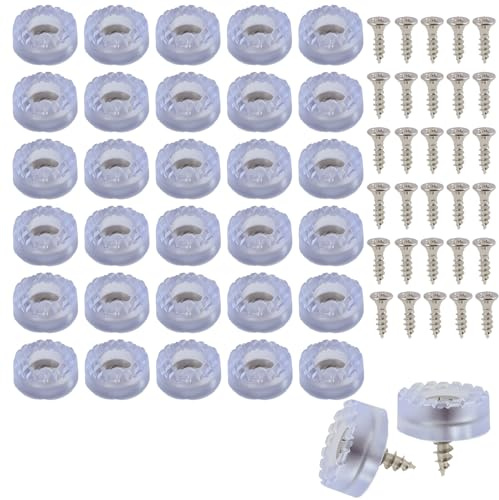 30PCS Gummifüße Schraubbar, 18 x 7 mm, Gummipuffer, Runde Möbelfüße Transparent, Gummi Füße rutschfest mit Schrauben, füße für Möbel und Schrank, Rubber Feet für Tische, Stühle, Sofas und Haushalt