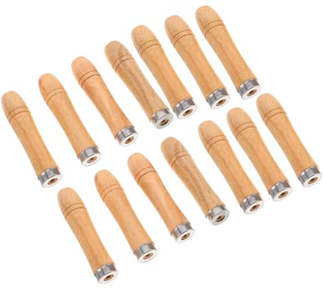 Toddmomy Manico di Ricambio in Legno per Forchetta Barbecue, Foro Centrale 4mm, Antiscivolo, 14 Pezzi, per Grigliate e Picnic All'aperto