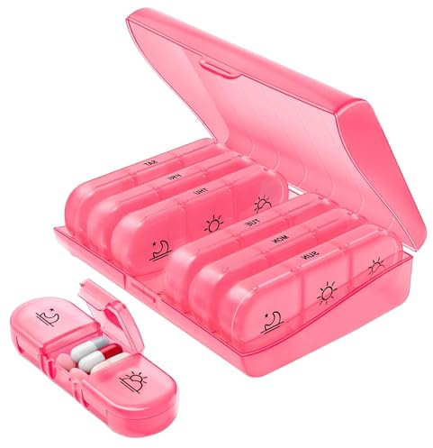 BaZuyunMd 1 Stück Pillendose 7 Tage 3 Fächer, Tablettenbox für Medikamente und Vitamine, tragbare Pillenbox mit großen Fächern, Medikamentenspender für Nahrungsergänzungsmittel