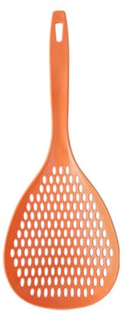 Escurridor de plástico, espumadera, colador ranurado para pasta, cucharón, cuchara coladora con mango largo para cocinar. (Naranja)