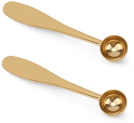 2 Piezas Cucharas de Matcha, Cucharas Medidoras Acero Inoxidable de 1 Gramo para Medir Polvo Matcha, Fáciles Limpiar y Aptas para Lavavajillas (Doradas)