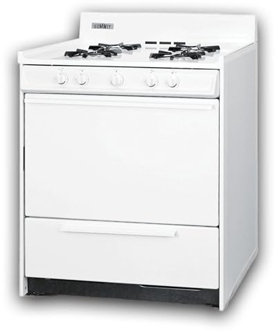 Summit 30 Gas Range, 4 Opened Burners, 3.7 cu.ft Capacity oven, White- WNM2107