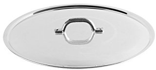 Pentole Agnelli FAMA2922 Flacher Deckel mit Griff, Rand und Brücke, schwere Ausführung aus BLTF-Aluminium, poliertes Silber, 22 cm