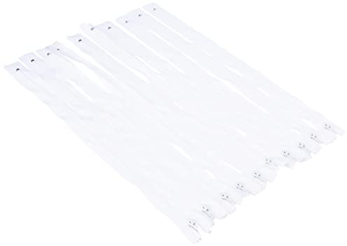 Trimz 35 cm (~14 tum) vit envägsände stopp dragkedja med 4 mm tänder 10 st, polyester, 35 cm