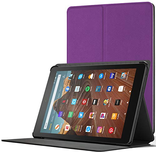 Forefront Cases Hülle für Amazon Fire HD 10 Tablet (9. Gen 2019 & 7. Gen 2017) **PASST Nicht FÜR DAS 2021, 2023 Release* * Hülle-Ständer, Smart Auto Schlaf/Wach Schutzhülle, Tasche - Lila