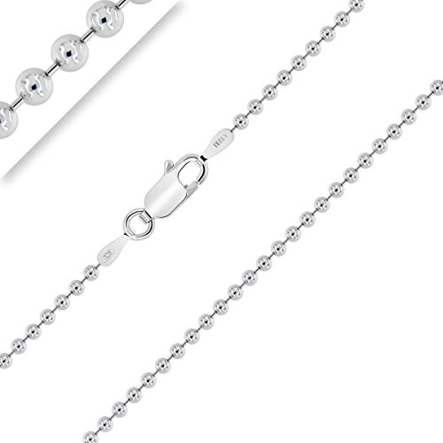 Planetys - Kugelkette 925 Sterling Silber Rhodiniert Kette - 1.8 mm Breite Verschiedene Längen: 60 cm