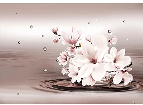 Runa Art Papel tapiz fotográfico 396 x 280 cm Magnolia flores agua | Lana Decoración De Pared Sala Cuarto | Fabricación alemana | marrón 9498012b