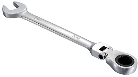 KATUR Clé à cliquet combinée 20mm, clé à cliquet à tête flexible, conception industrielle à double usage, outil métrique professionnel en acier chrome vanadium pour l'entretien de la maison