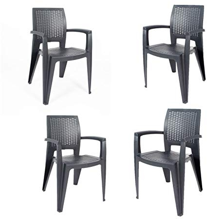 CREVICOSTA QUALITY MARK MARCAS DE CALIDAD - Caribe - Lote de 4 Sillas de Resina. 85 x 54 x 57 cm (Antracita)