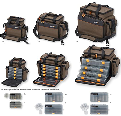 Savage Gear Specialist Köder Tasche - wasserdichte Angelgerätetasche mit Mehreren Staufächern, 4 Köderboxen und UV-geschützter Aufbewahrung - Ideal für Bank, Boot und Reisefischen 31L