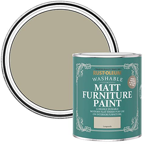 Rust-Oleum beige Möbelfarbe mit Matt-Finish, geruchsarm und wasserbasiert für Innenholz - Longsands Strand 750ML