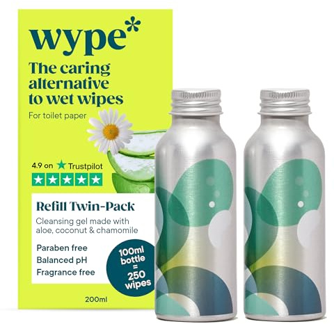 Wype Refill Twin Pack - Toilet Roll Gel - 2 100ml Refills | Flushable Wet Wipe Alternative - Up to 400 Uses