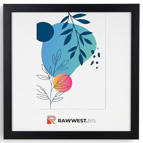 RAWWEST.BIS Bilderrahmen 40x40 cm MDF Holz Rahmen Posterrahmen Schwarz | Fotorahmen mit Acrylglas, Holzrahmen aus Holzplatten für Bilder Poster Fotos Puzzle, Plakatrahmen zum Aufhängen Aufstellen