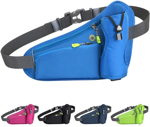 Tyuodna Laufgürtel Handy,Gürteltasche mit Flaschenhalter,Running Belt,Bauchtasche für Trinkflasche,Verstellbar Hüfttasche Damen und Herren,Trinkgürtel für Jogging (Blau)
