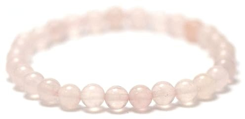 Miracles Minéraux Bracelet perle ronde 6 mm, pierre naturelle, création artisanale française, plus de 60 choix (Quartz rose 6 mm)