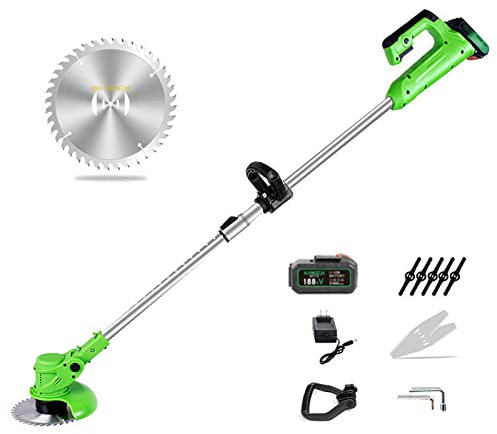 Recortadora inalámbrica, cortadora de césped multifuncional para el hogar Batería de alta potencia de 600 W Cortadora de césped recargable Longitud ajustable Cabezal de máquina rotativa Cortacésp