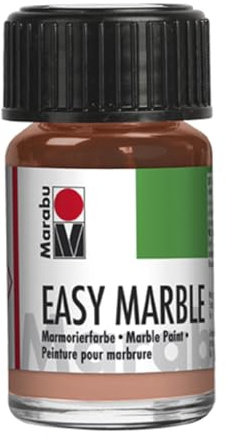 Marabu Easy Marble, Roségoldfarbe 734, 15 ml Flasche – Marmorierfarbe für Bastelset & Kunstsets – Ideales Malgeschenk-Set für Erwachsene, ältere Kinder, Jungen und Mädchen, perfekt für Kunstbedarf und