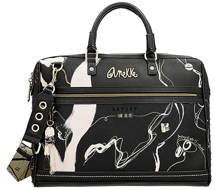 Anekke - Mäppchen mit mehreren Fächern für Damen - Geldbörse aus Kunstleder mit Reißverschluss - Farbe Schwarz Schuhe - Accessoires und Accessoires für Damen - Maße 41 x 31 x 10 cm, bunt, Einzigartig