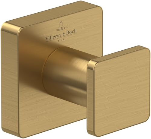 Villeroy & Boch Elements Striking Handtuchhaken, eckig – Gold, gebürstet | Für Wandmontage geeignet, aus Messing, 45 x 44 x 45 mm, TVA15201100076