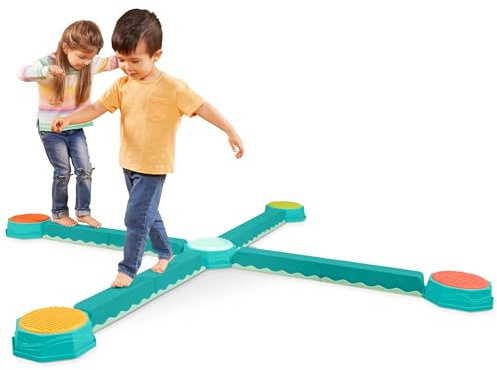 B. toys - Set Equilibrio e Costruzione - Trave d'equilibrio per Bambini - Travi di bilanciamento ad Incastro - 5 tappetini sensoriali e 8 Travi - Gioco Attivo per Bambini e Ragazzi - 3 Anni +