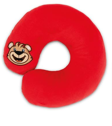 NICI Nackenkissen Kinder FC Bayern MÜNCHEN Bär Berni 25x25cm - Nackenhörnchen - Flauschiges Kinderkissen für Mädchen und Jungen - Perfekt als Reisekissen - 49657