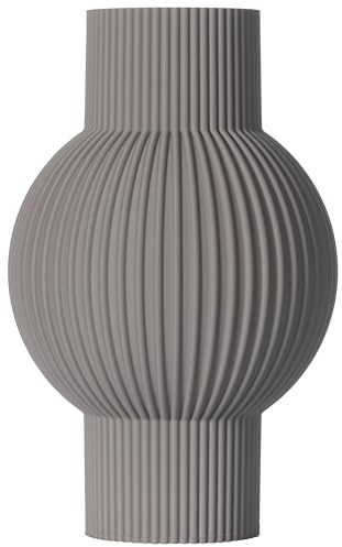 3D Vase Dekovase Bella 30cm Bodenvase Blumenvase Deko Vase Pampasgras Trockenblumen (Hellgrau)