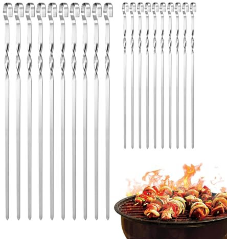 Metallspieße,Kabob-Spieße,Edelstahl-Spießstäbchen, Kabob-Rack für | 20 Stück robuste Kebob-Sticks, Grillspieße, BBQ-Grill-Stick, Kabob-Rack für Fleisch, Huhn, Garnelen, Gemüse
