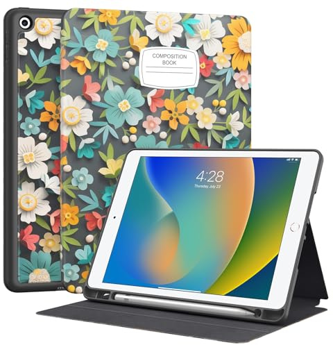 Supveco Schutzhülle für iPad 9. / 8. / 7. Generation 25,9 cm (10,2 Zoll) (Modell 2021/2020/2019) mit Stifthalter, Premium-Folio-Schutzhülle mit automatischer Wake/Sleep-Funktion, weiche TPU-Rückseite