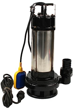 Schlammpumpe 1500W, Tauchpumpe Flachsaugend 2Hp Tauchdruckpumpe Abwasserschleifer-Pumpe, Edelstahl, Automatischer Schwimmerschalter, Tauchbare Abfluss-/Sumpfpumpe Für Sumpfbecken 36000 L/H 220V